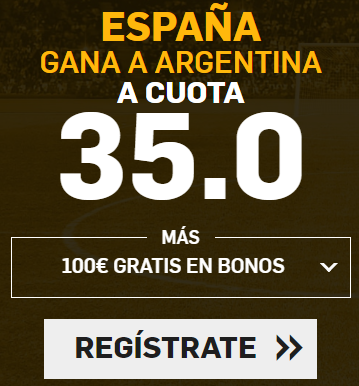 Bonos de apuestas Supercuota Betfair Amistoso Internacional España gana a Argentina