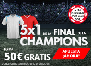 Suertia Final Champions 5x1 hasta 50€ gratis