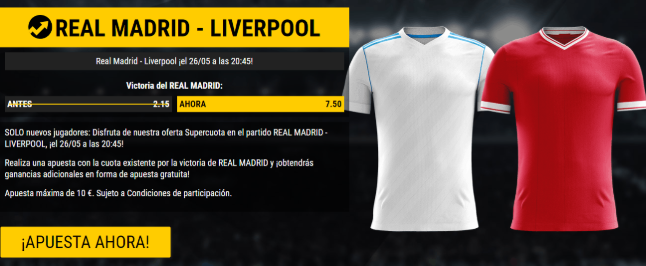 bonos de apuestas Supercuota Bwin Champions League Real Madrid vs Liverpool